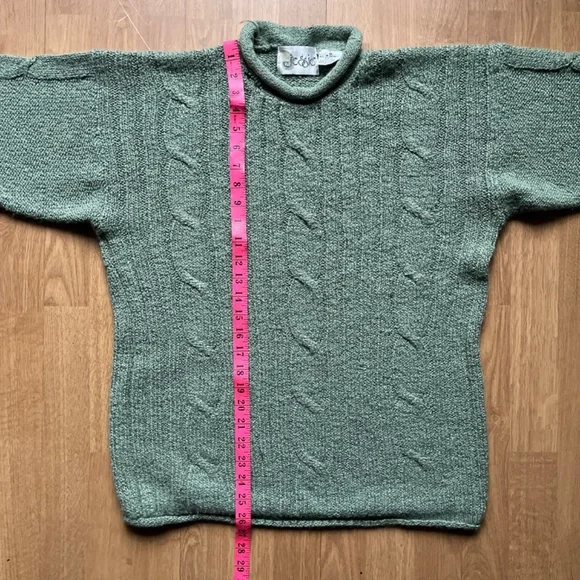 Vintage Jessie light green knit sweater with rolled collar - Size 36 - Picture 6 of 11